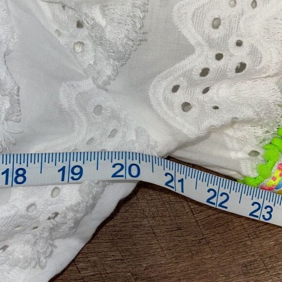 Galita Boho Eyelet Tiered Cotton Mini Dress White Size Large NWT - Picture 9 of 11